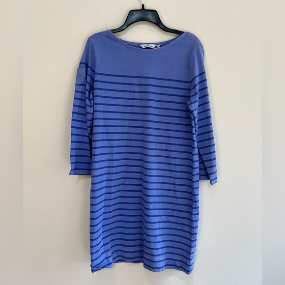 NWT Vineyard Vines Overdyed LS Stripe Knit Cotton Mini Dress, Marlin Blue, S - Picture 1 of 9
